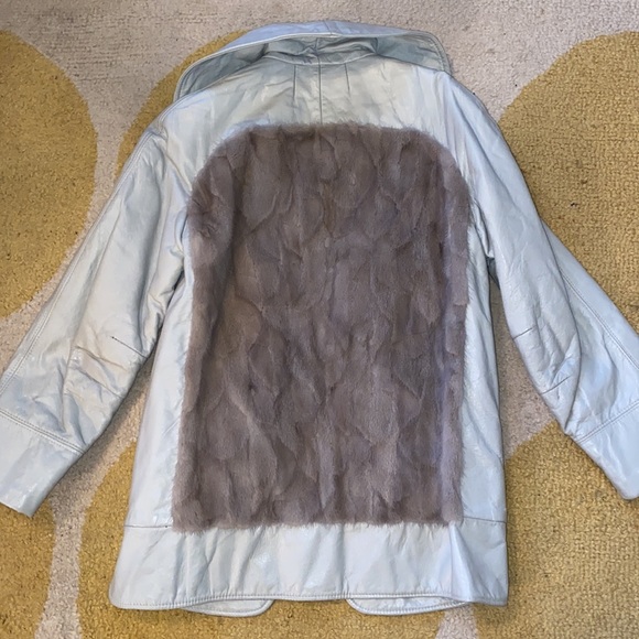 VINTAGE Dittrich leather fur large collar coat - Picture 7 of 7